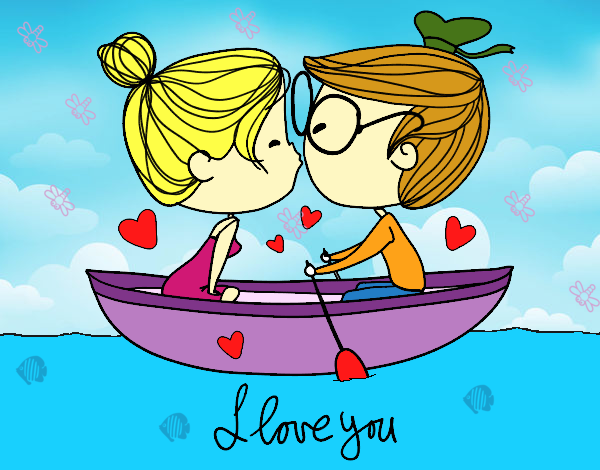 Desenho Beijo em um barco pintado por marilurdes