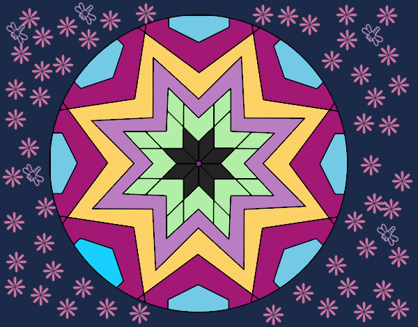 Desenho Mandala mosaico estrela pintado por daaycris