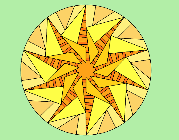 Desenho Mandala sol triangular pintado por 21maio48
