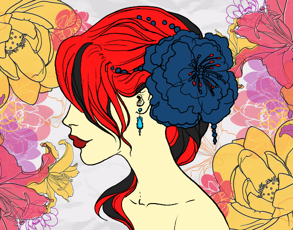 Desenho Penteado de casamento com flor pintado por paloma-03