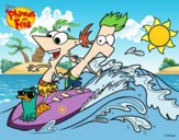 Desenho Phineas e Ferb - Surfando pintado por ImShampoo