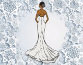Desenho Vestido de noiva com cauda pintado por Karolsoul