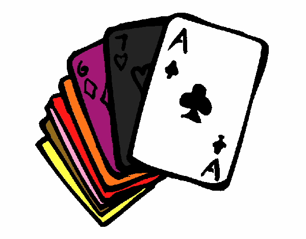 Desenho de Baralhos de cartas americanas pintado e colorido por