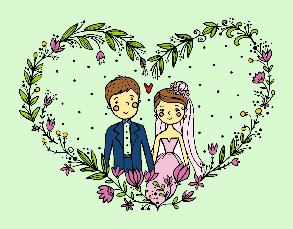 Desenho Casamento coração pintado por 21maio48