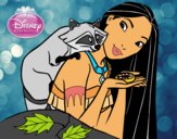 Desenho Pocahontas - Pocahontas e Meeko pintado por beadama