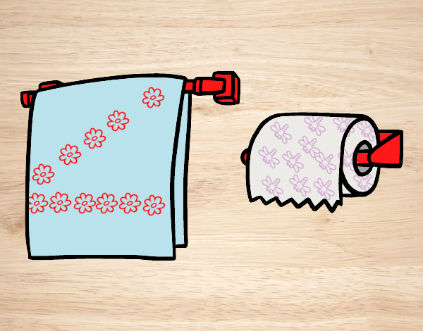 Toalha e papel higiênico