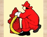 Desenho Bombeiro na boca de incêndio pintado por IaraG