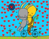 Desenho Coelho e Gato amantes pintado por IaraG