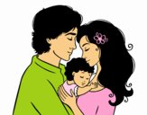 Desenho Família abraço pintado por Raynanah