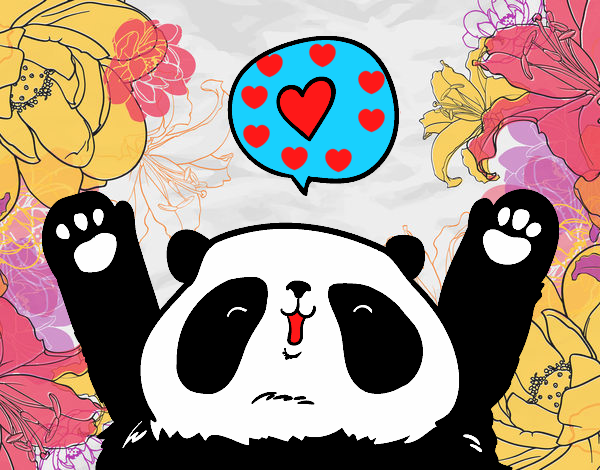 Desenho Panda amor pintado por IaraG