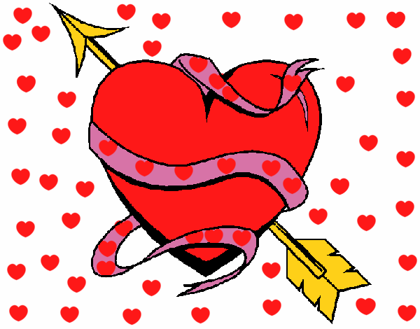 Desenho Coração com seta pintado por zuleikapas