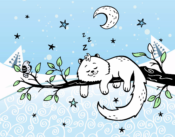 Desenho O gato ea luna pintado por zuleikapas