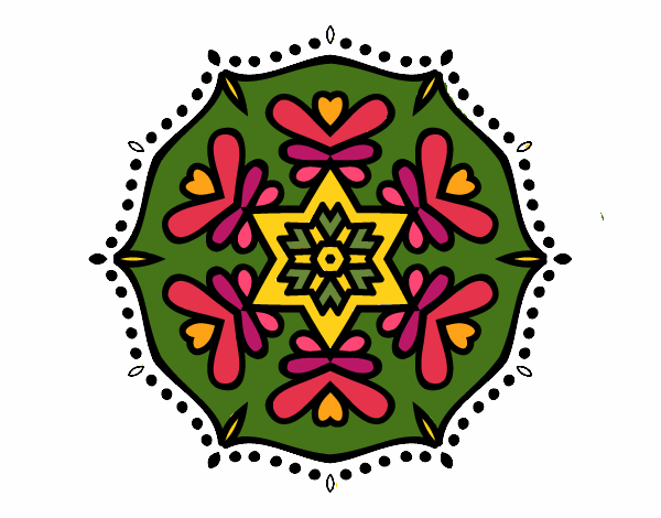 Desenho Mandala simétrica pintado por janett