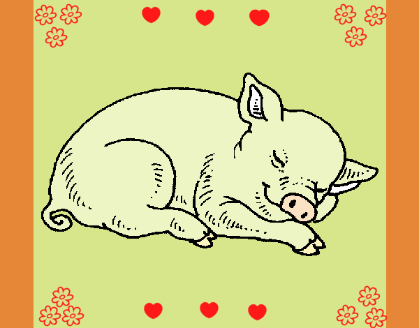 Desenho Porco a dormir pintado por zuleikapas