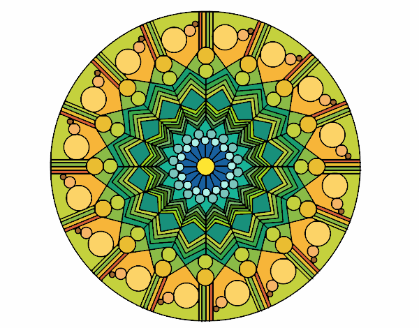 Desenho Mandala flor com círculos pintado por janett