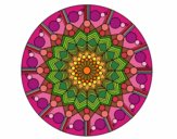 Desenho Mandala flor com círculos pintado por janett
