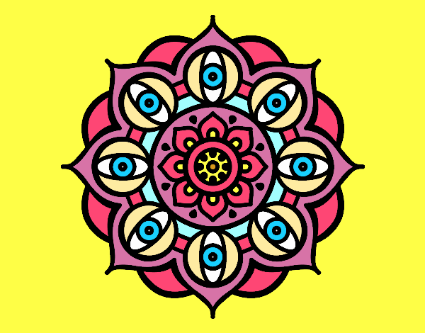 Desenho Mandala olhos pintado por marilurdes