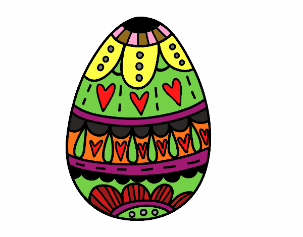 Desenho Ovo da páscoa com corações pintado por betinho