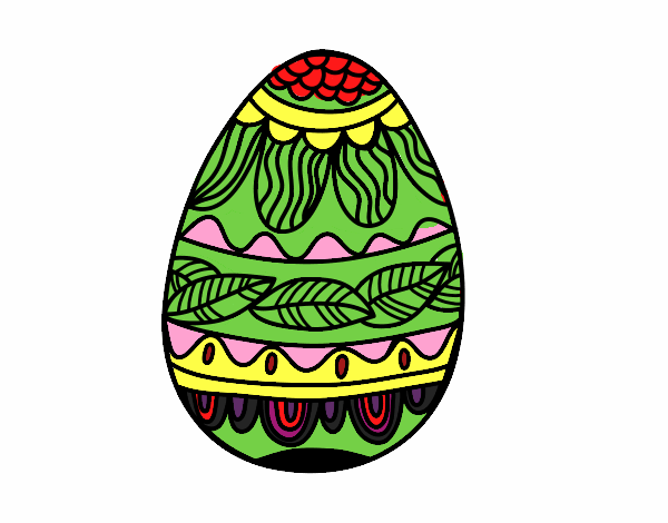 Desenho Ovo de Páscoacom teste padrão vegetal pintado por betinho