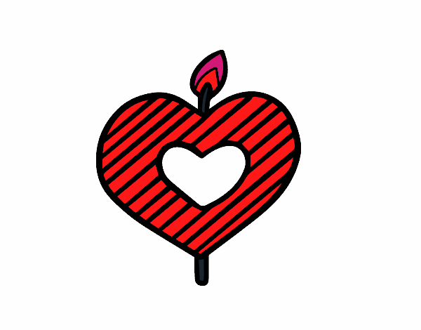 Desenho Vela em forma de coração pintado por inhapa