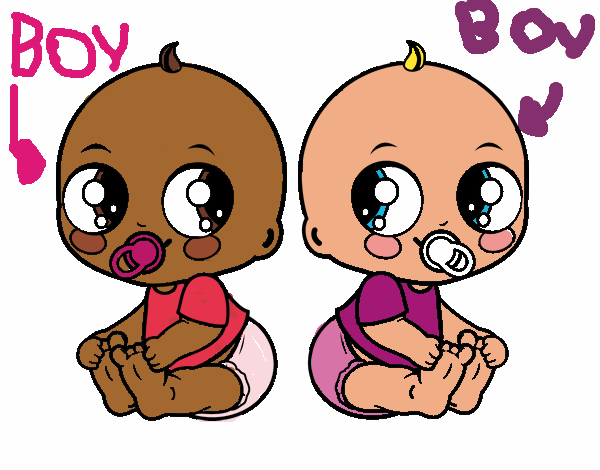 Desenho Bebês gêmeos pintado por JuliaKilim
