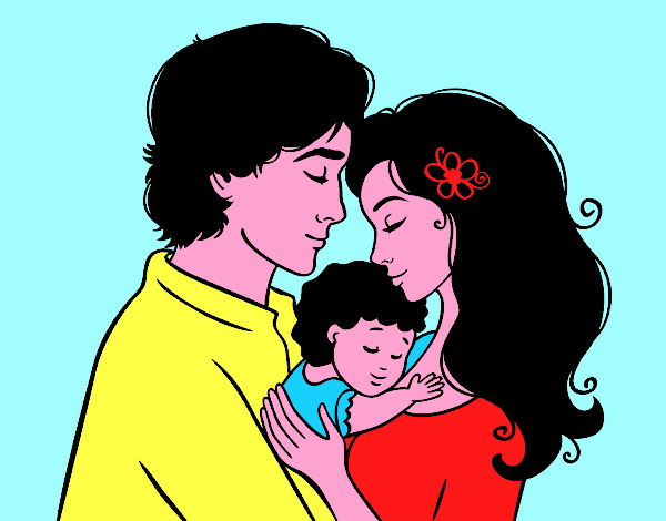 Desenho Família abraço pintado por DinisRaino