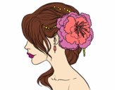Desenho Penteado de casamento com flor pintado por natsillva1