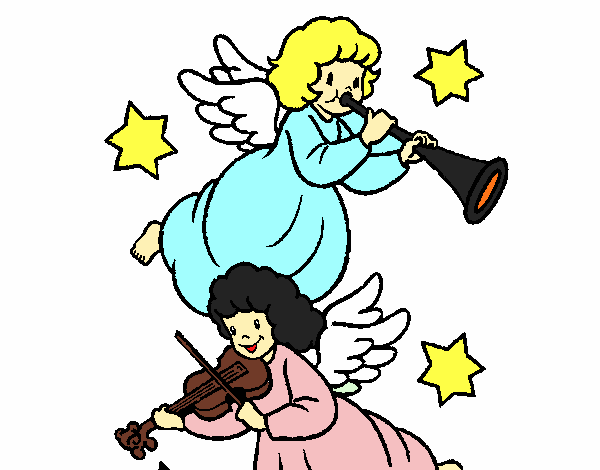 Desenho Anjos musicais pintado por tyanca