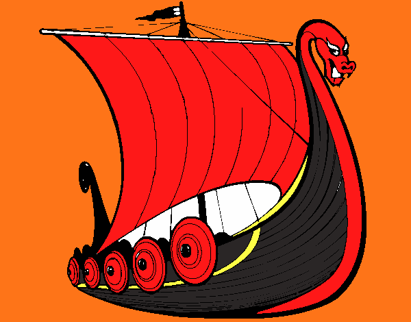 Desenho Barco viking pintado por tyanca