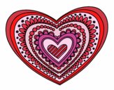Desenho Mandala coração pintado por paolla