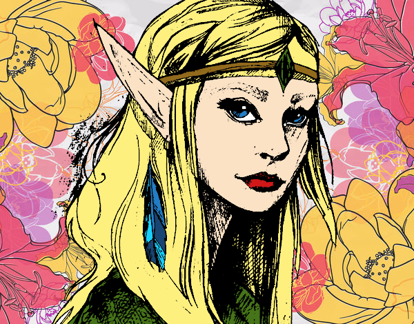 Desenho Princesa elfo pintado por tinhaana