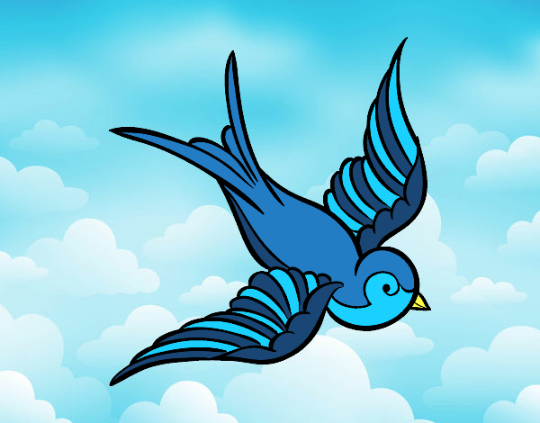 Desenho Tatuagem de pássaro pintado por paolla