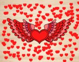 Desenho Coração alado pintado por paolla