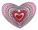Desenho Mandala coração pintado por janett
