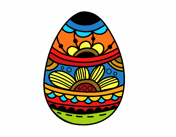 Desenho Ovo da Páscoa com estampa floral pintado por 21maio48