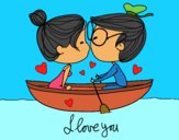 Desenho Beijo em um barco pintado por analoup