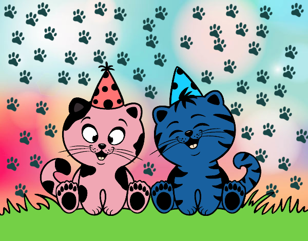 Desenho Gatos de aniversário pintado por Olaf