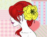 Desenho Penteado de casamento com flor pintado por gleycinha