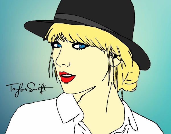 Desenho Taylor Swift com chapéu pintado por dannielly