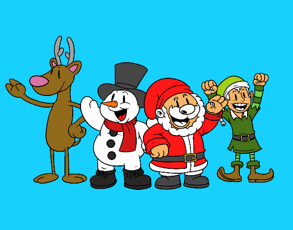 Desenho Papai Noel e seus amigos pintado por gustavocpm