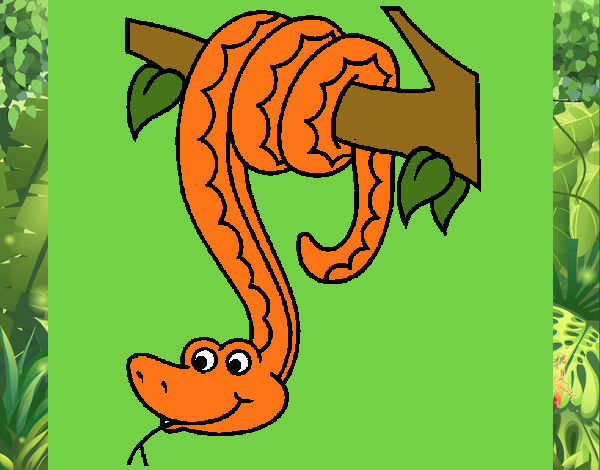 Desenho Serpente pendurada numa árvore pintado por repelstelt