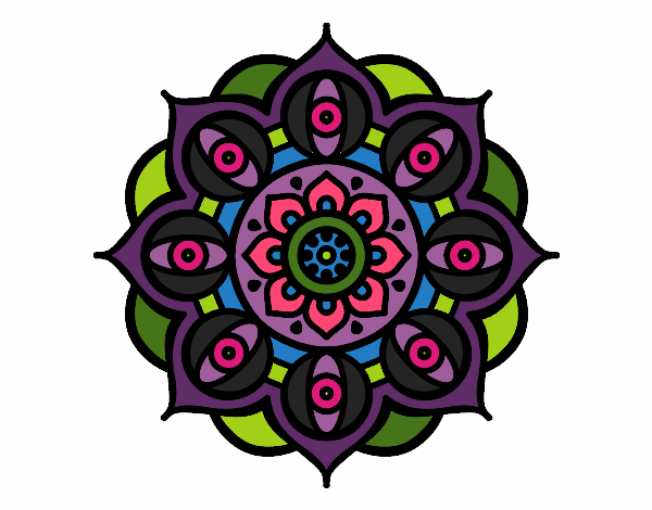 Desenho Mandala olhos pintado por MARGA