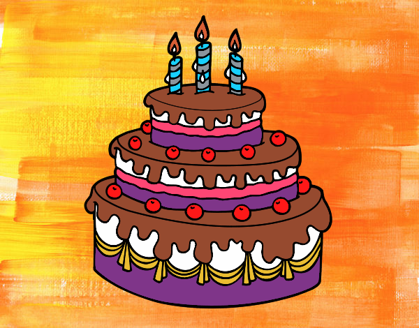 Desenho Torta de Aniversário pintado por Kirinha