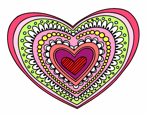 Desenho Mandala coração pintado por flopa
