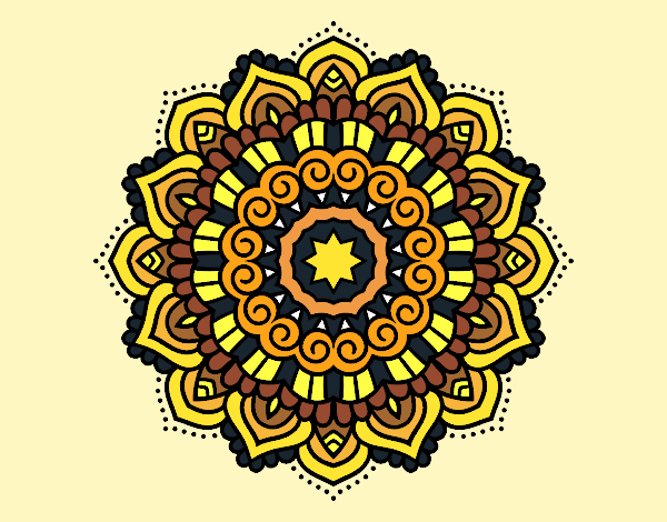 Desenho Mandala estrela decorada pintado por janett