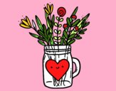 Desenho Pote com flores silvestres e um coração pintado por lucelialu