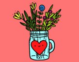 Desenho Pote com flores silvestres e um coração pintado por shirloka