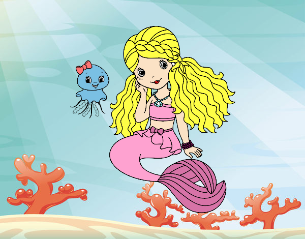 Desenho Sereia e medusa pintado por Rosansa