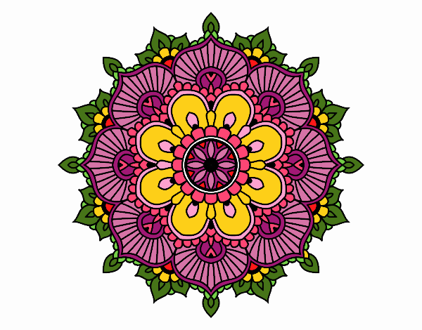Desenho Mandala flash floral pintado por Dhayanna