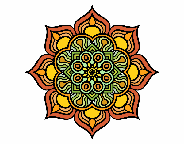 Desenho Mandala flor de fogo pintado por janett